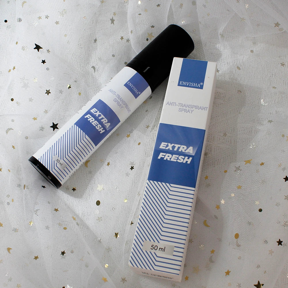 Tidesmit ENVISHA antiperspirant spray for underarm odor removal, long-lasting fragrance, and dry skin care.