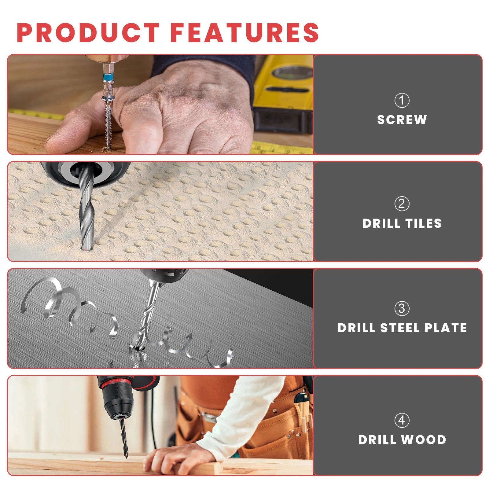 3-in-1 Brushless Electric Screwdriver 80Nm Torque Cordless Handheld Drill Impact Drill 16.8V Household Impact Power Tool