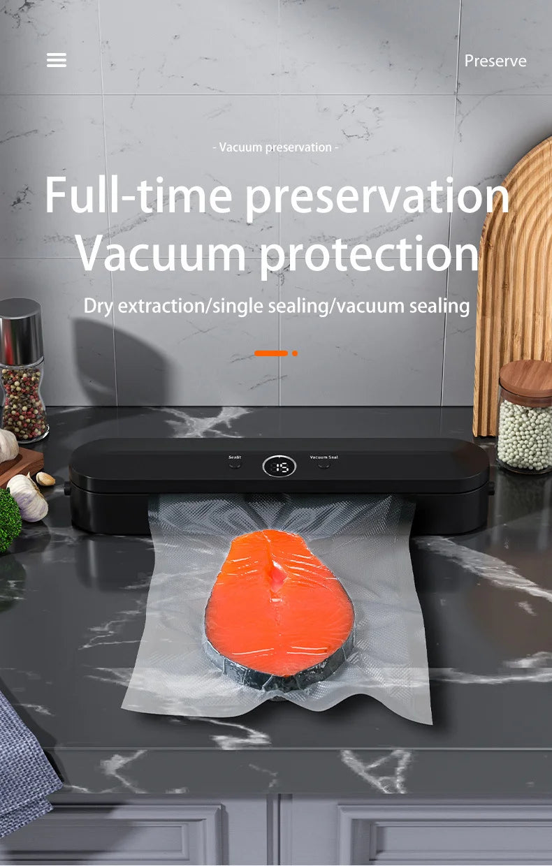 Automatic Vacuum Sealer Machine With 10pcs Free Food Saver Bags for Food Vegetables Fruits Nuts and Meat Storage Proof Sealer