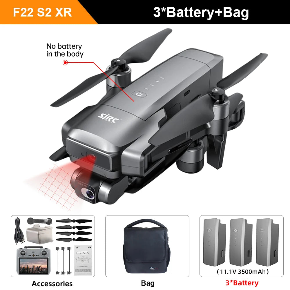 4K GPS Camera Drone with Obstacle Avoidance and Gimbal - Tidesmit F22 S2 XR Pro 3B CB Tidesmit
