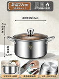 Single-layer stainless steel steamer pot with glass lid, 22cm size