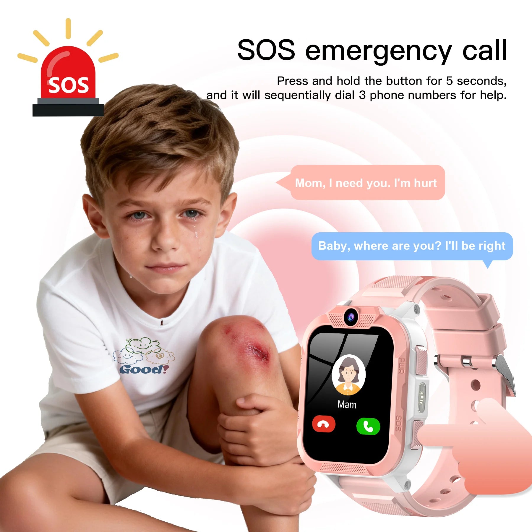 Blackview Z40 Pro Kids Smartwatch 1.83-inch TFT Screen GPS/SOS SIM 4G Smart Watch with Flashlight IP68 Waterproof Multi-wearing