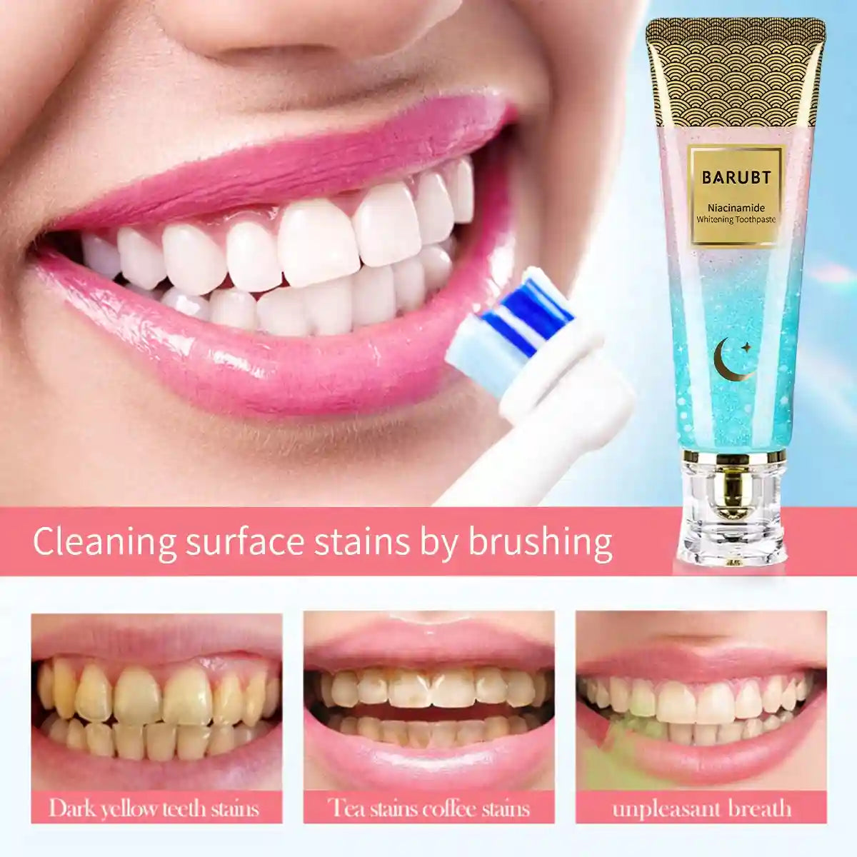 Tidesmit BARUBT Niacinamide whitening toothpaste for stain removal and fresh breath