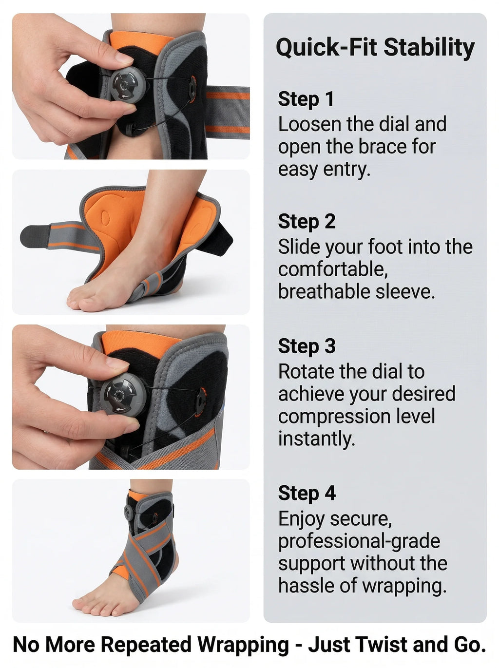 Unisex Ankle Orthosi Bracket Elastane Foot Stabilizer with Protective Rotary Ankle Strap for Injury Recovery Ankle Brace Support