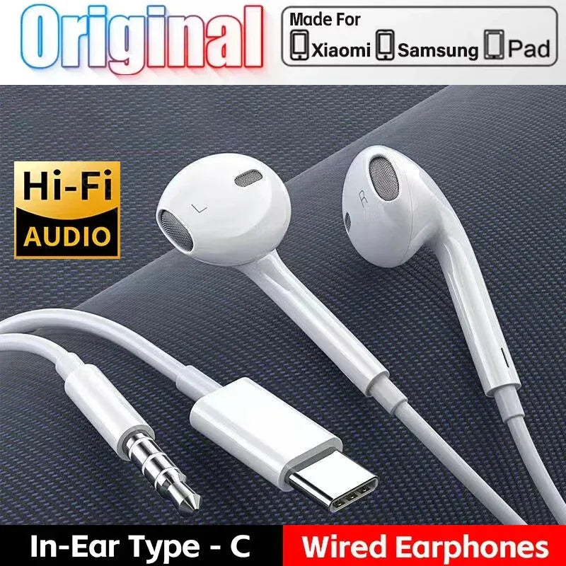 For Xiaomi Headphones Xiaomi Mi 14 13 12 11 in-ear Earphones Redmi Note 10 9 8 7 Type C 3.5mm Wired Headset Phone Accessories Tidesmit