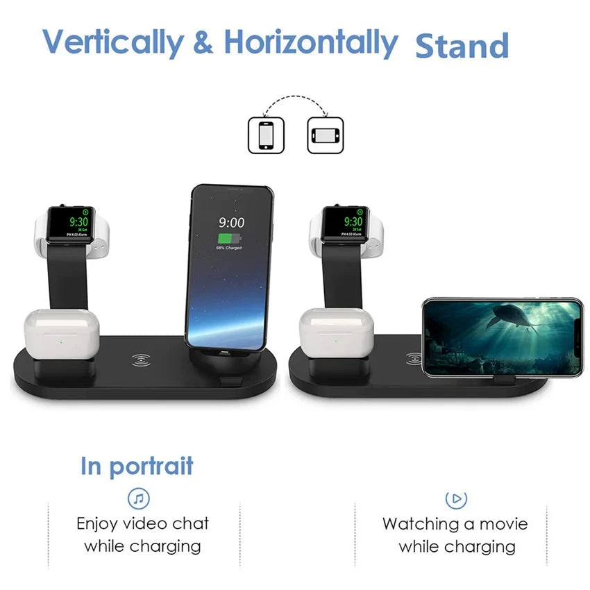 Wireless Charging Station for iPhone & AirPods | Qi Certified Fast Pad Tidesmit