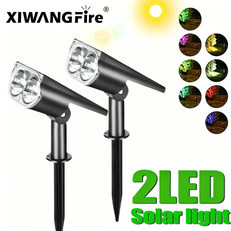 2/9LED Solar Spot Light Outdoor Waterproof Spotlights Solar Garden Lights Landscape Lighting Decoration Pathway Lawn Lamp