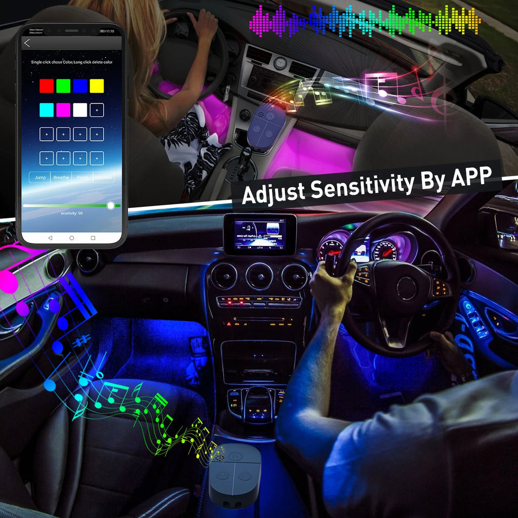 Ambient Car LED Footwell Lights – App Controlled Interior Lighting Tidesmit