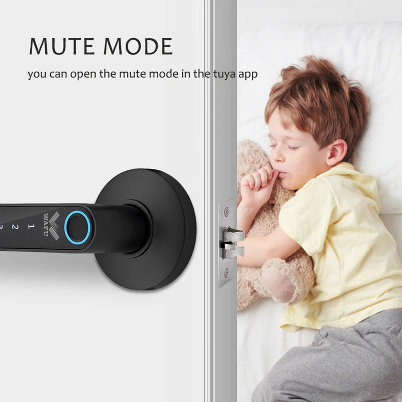WAFU 016 Fingerprint Smart Lock Password Handle Bed Room Lock Tuya Bluetooth Password Door Lock Zine For Home Hotel