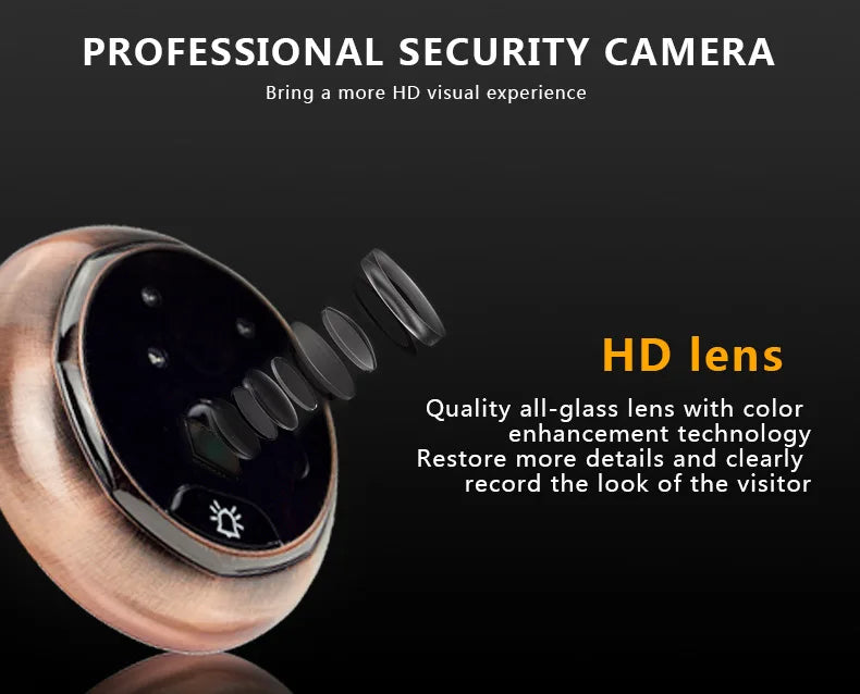 4.5 Inch Smart Digital Door Viewer Camera Door Eye Video Record Peephole Viewers IR Night Vision PIR Motion No Disturb Doorbell