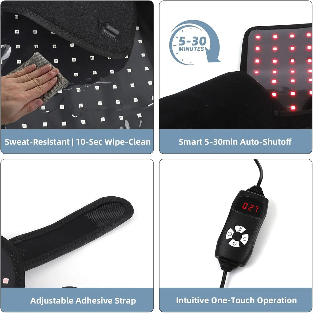 Red Light Therapy Neck Wrap - Dual-Chip LED Pad for Muscle Relief Massage Chairs Tidesmit
