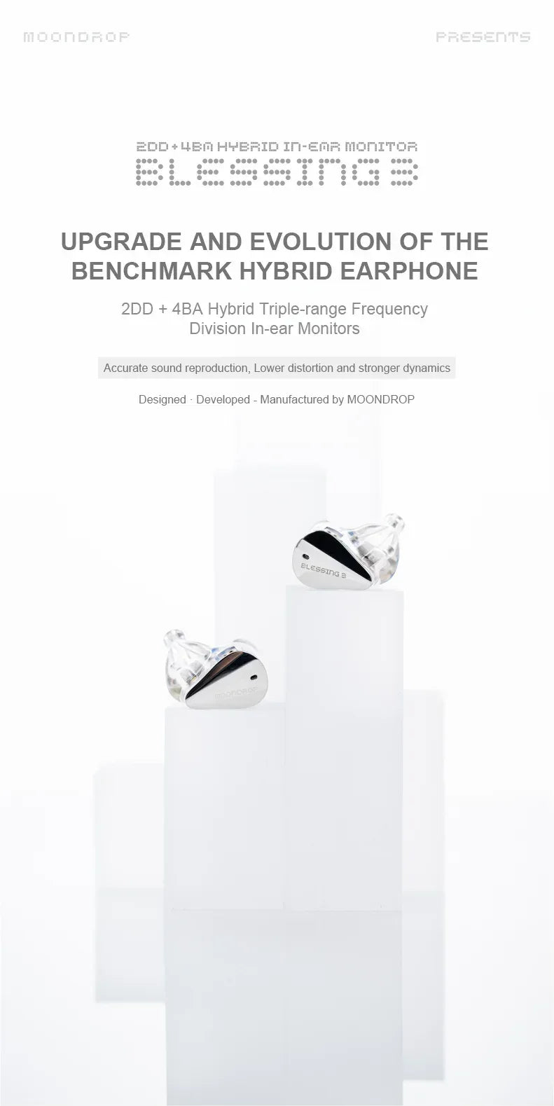 MoonDrop Blessing 3 Hybrid In-Ear Monitors | Tidesmit Audio 6-Driver Tidesmit