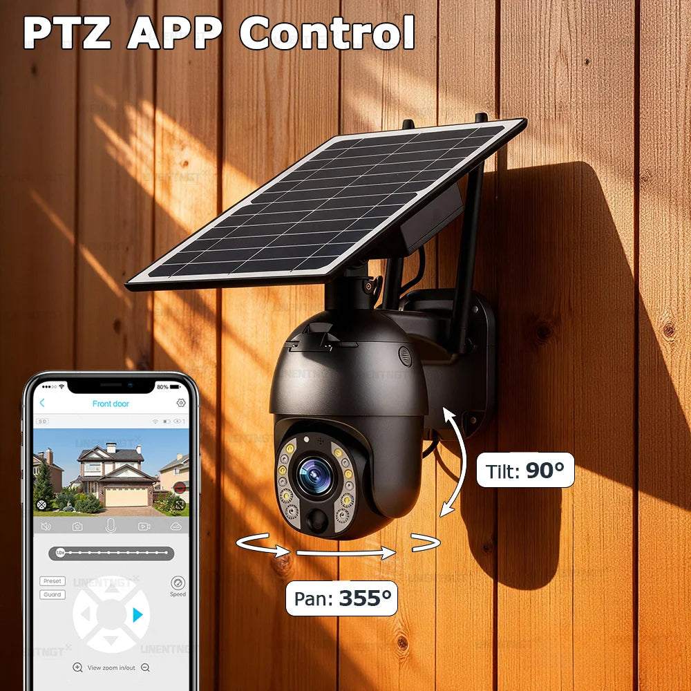 50X Optical Zoom Solar Camera Replaceable Battery 4G SIM/Wifi Home Outdoor Security PTZ Motion Detection/Track Surveillance Cam