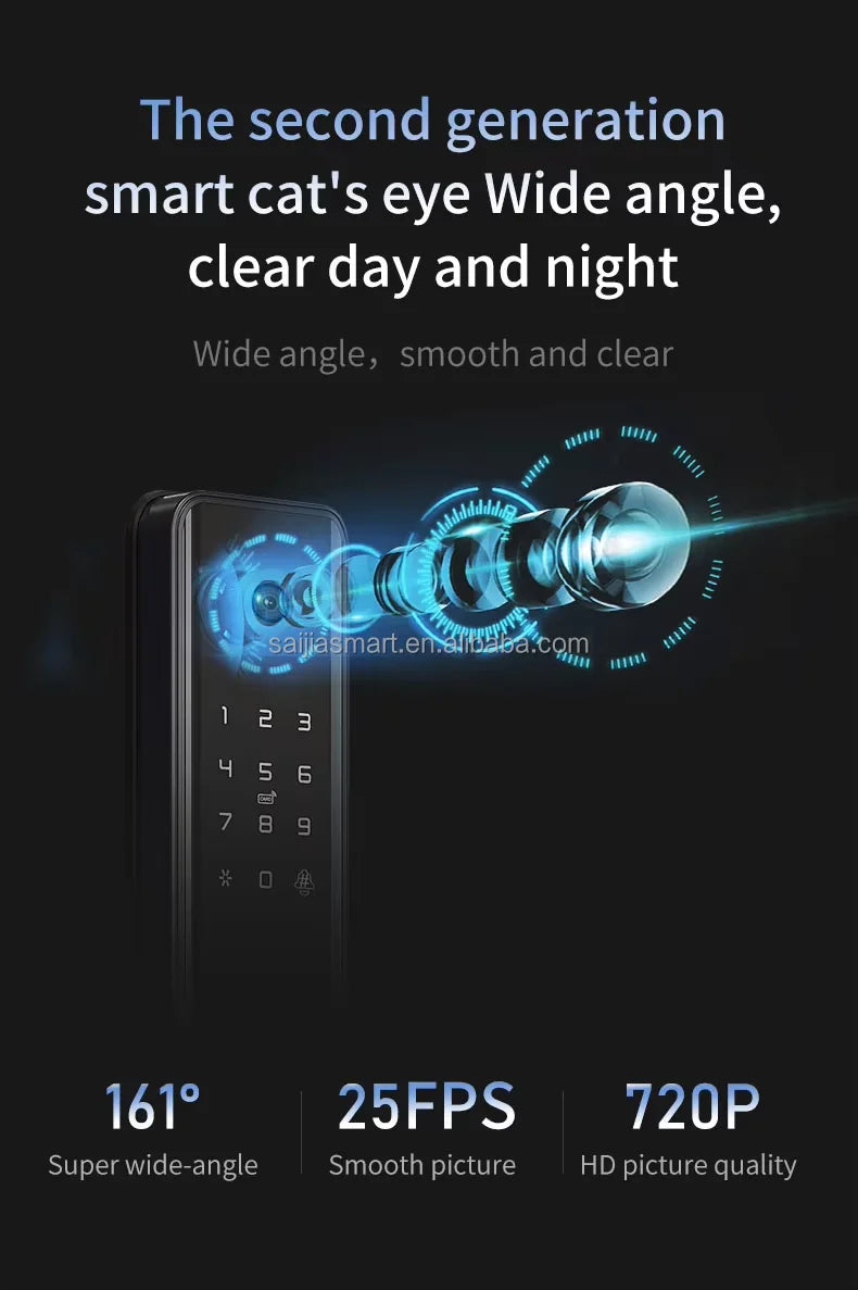 Gate Security Intelligent Combination Tuya Handle Digital Fingerprint Smart Door Locks With Camera