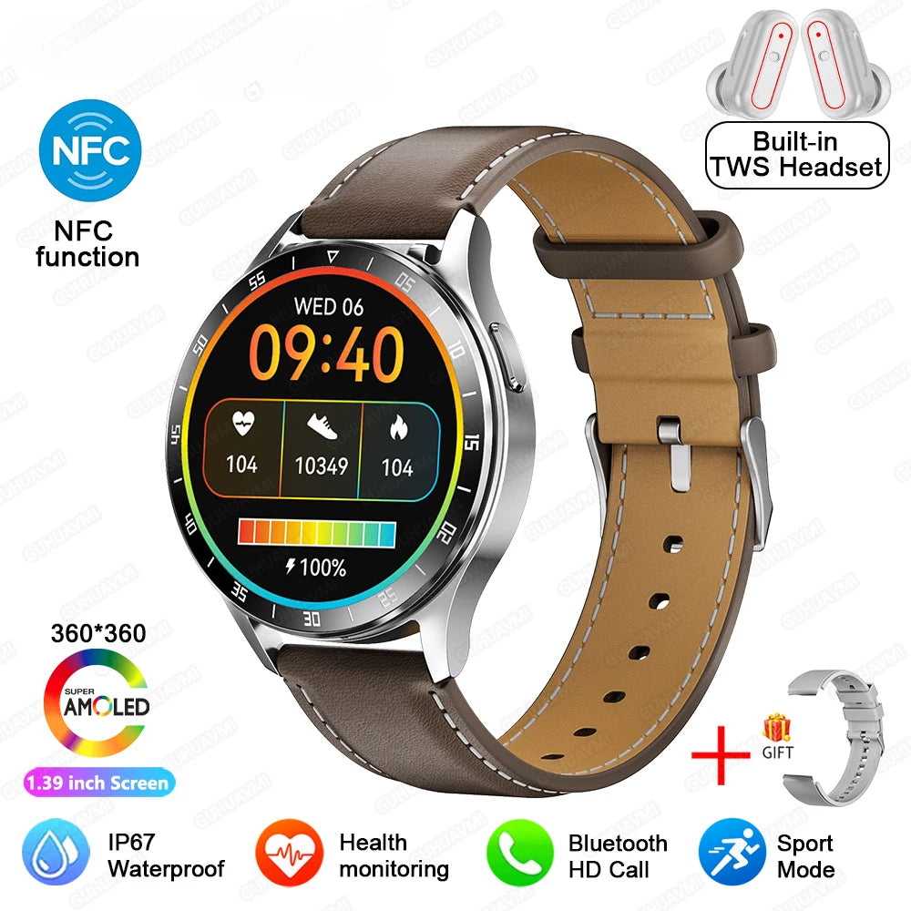 New X10 Headset Smart Watch TWS 2 in 1 Wireless Bluetooth Earphone Blood Pressure Heart Rate Testing Sport Music Smartwatch