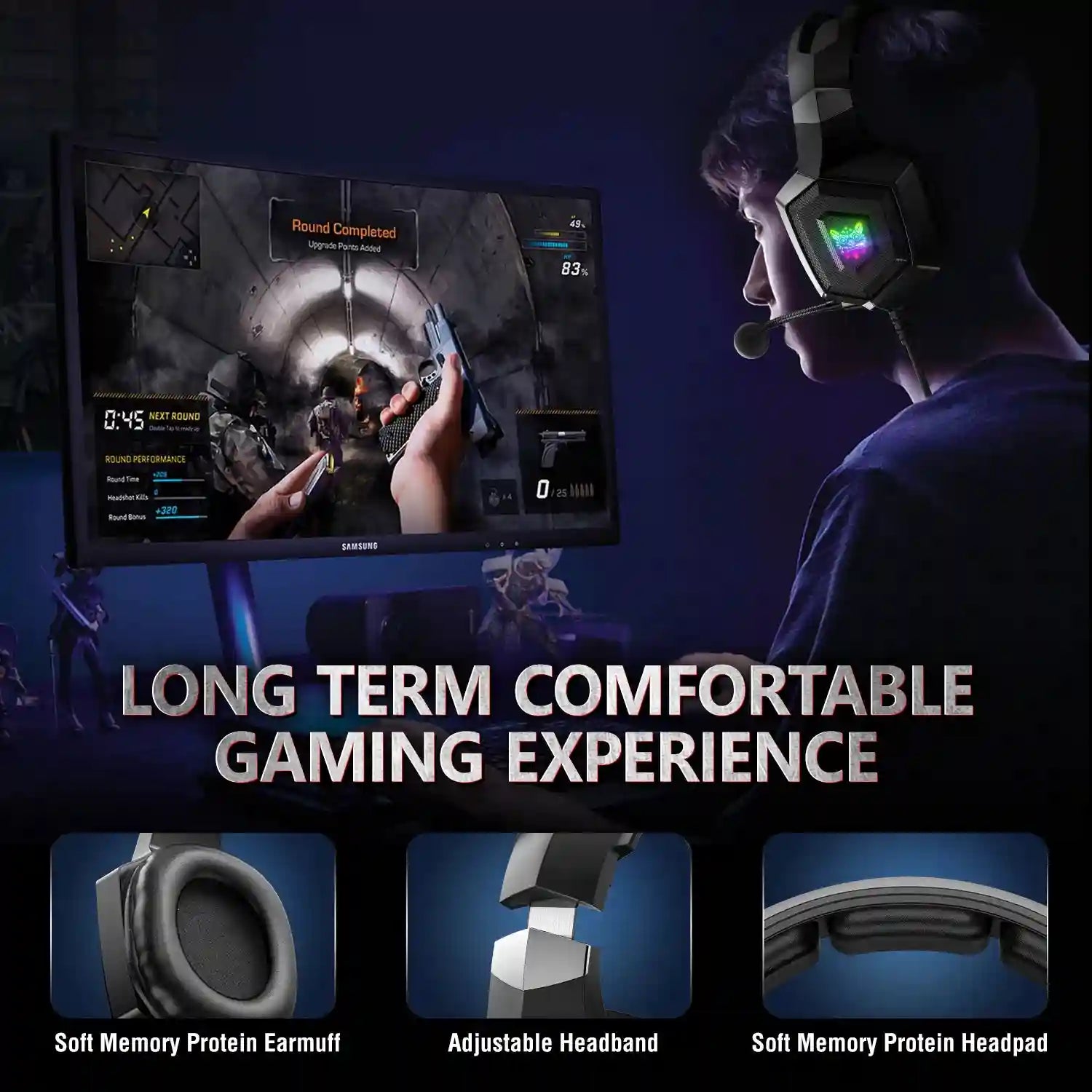 Tidesmit Gaming Headphones with RGB Mic & Surround Sound (PC) Tidesmit