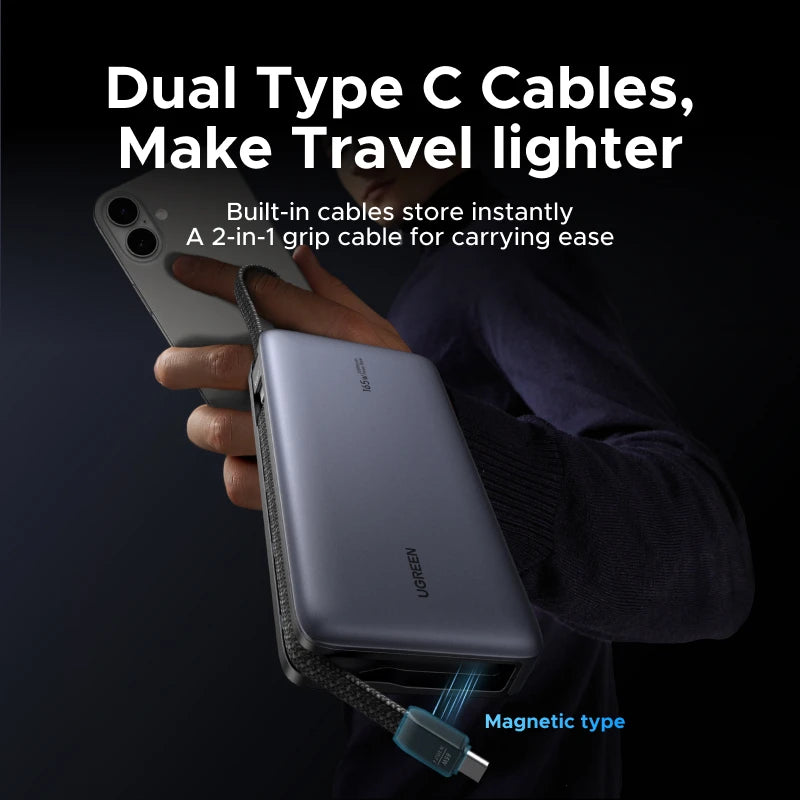 Tidesmit 165W 25000mAh Fast Charging Power Bank with Dual Cables Tidesmit