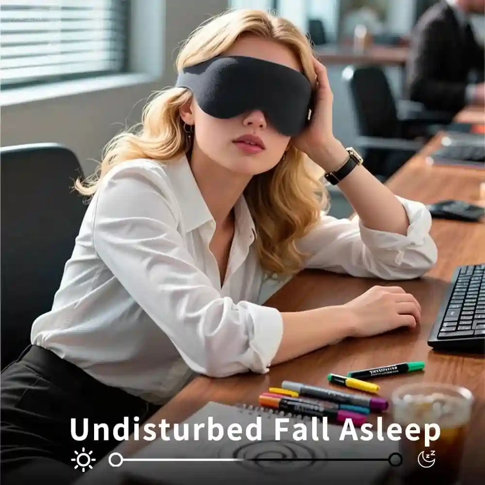 3D Contour Sleep Mask with Earplugs | Light Blocking Eye Cover Eye Massage Instrument Tidesmit
