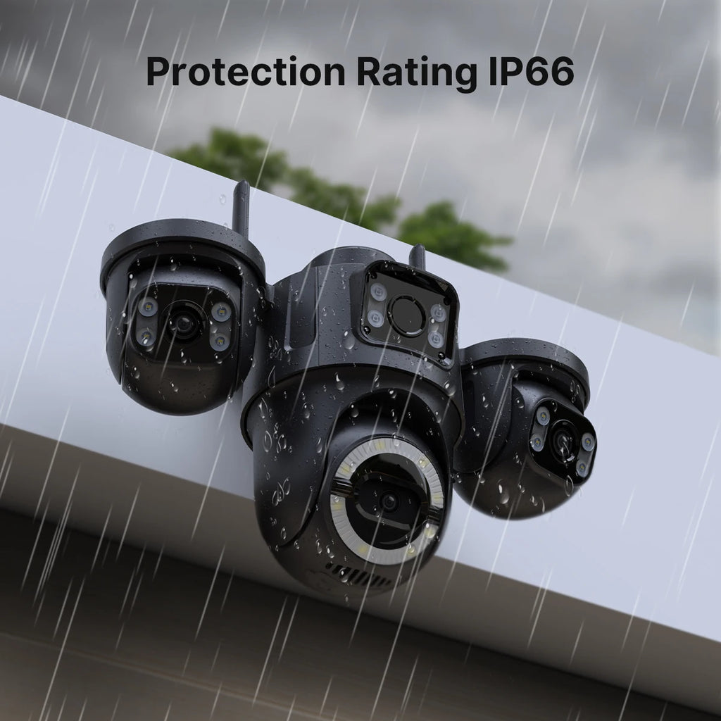 WONSDAR ICSEE WiFi IP Camera Outdoor Three Screen Home Security PTZ Camera CCTV Surveillance AI Human Detection Monitor