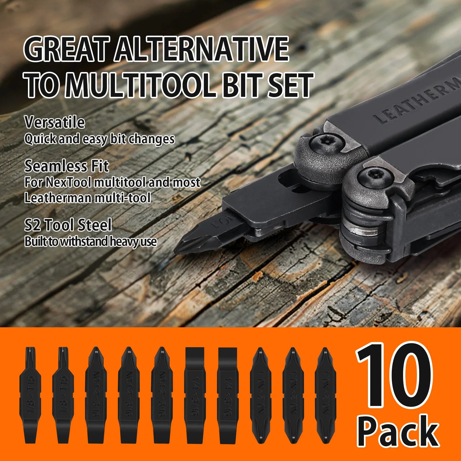 NexTool 10PCS Bit Kit Set AS2 Screwdriver Bit Set for Pocket Tools E1 Flagship Captain Hand Tools Multi-tool Outdoor Repairs