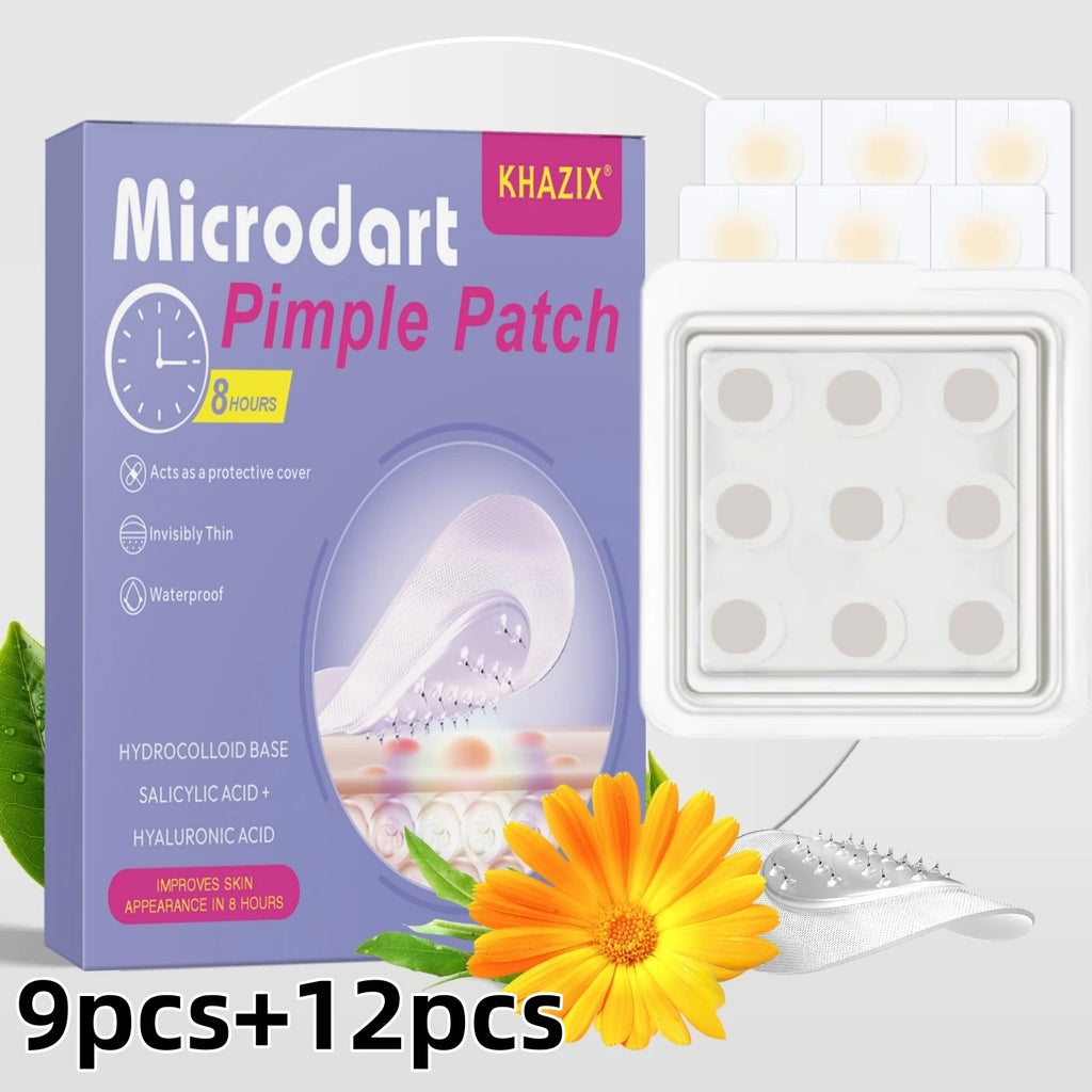 Microneedle acne patch, used to cover blemishes and conceal acne. The microneedles are shorter than 3 millimeters.