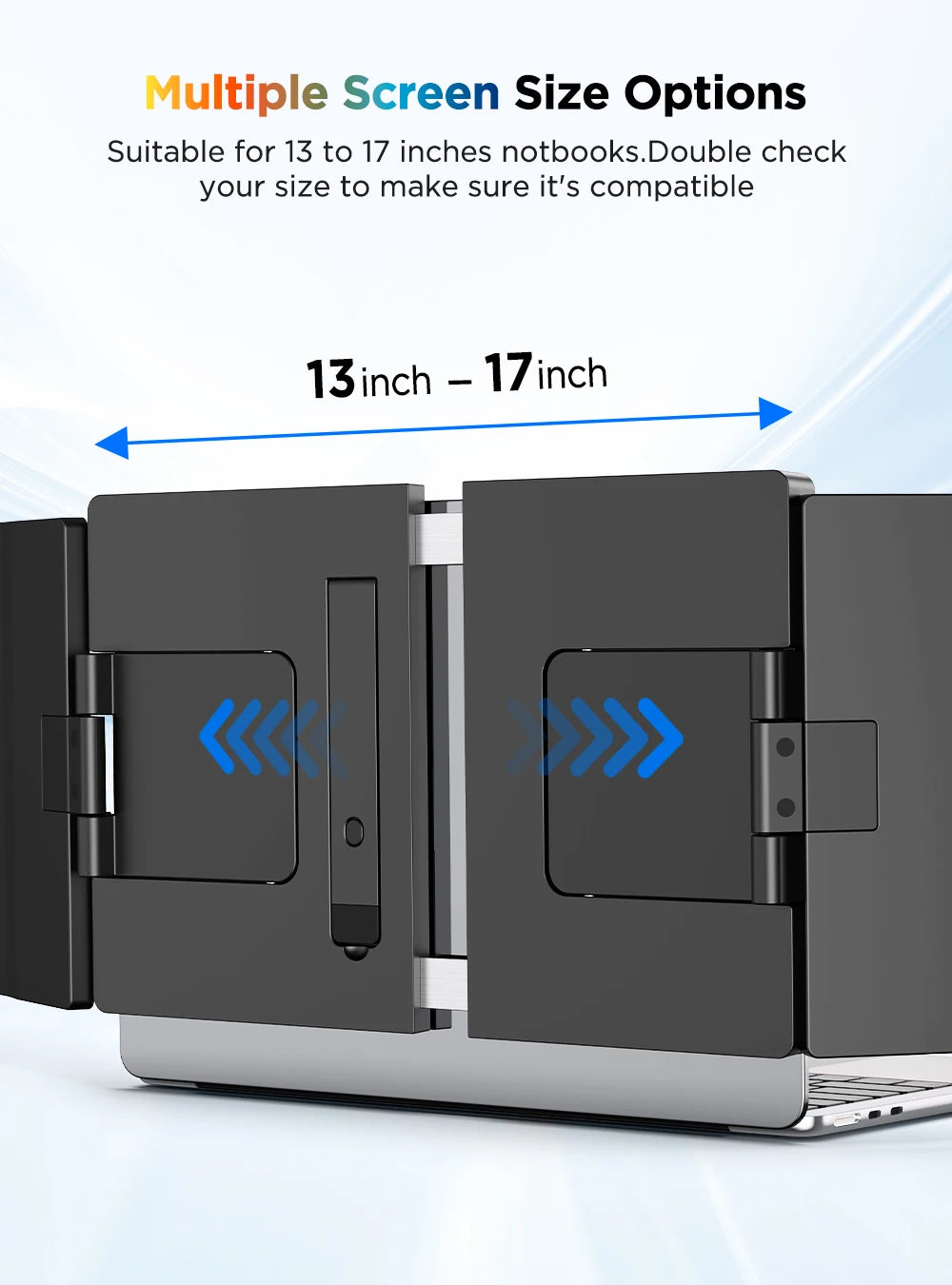 UPERFECT First 2K 14' Tri Screen Laptop Monitor Extender Triple Display 360° Rotatable Attachable Portable Monitor for Laptop