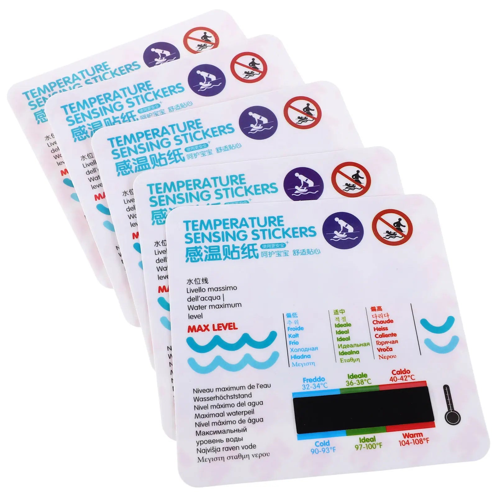 5Pcs Baby Bath Thermometer Sticker Waterproof LCD Display Adhesive Water Temperature Monitor for Bathtub Nursery Shower Aquarium