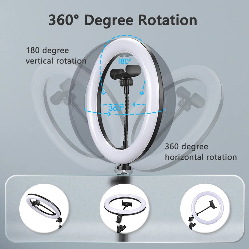 10 Inch LED Ring Light with Adjustable Tripod for Content Creation Tidesmit