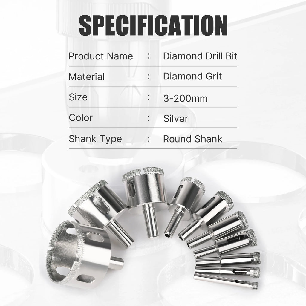 High Quality 1PC 3-200mm Tile Drill Bit Diamond Coated Tile Marble Glass Ceramic Hole Saw Drilling Bits Power Tools Accessories