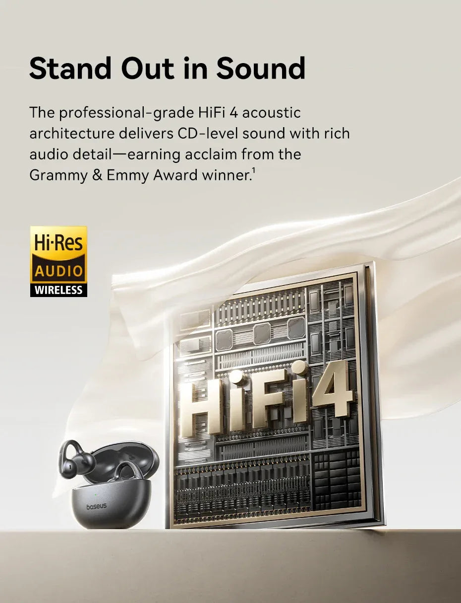 Baseus MC1 Pro Ear Clip Wireless Earphones Bluetooth 6.0 Hi-Res Ultra Open Earbuds earrings 4-Mic ENC Clip on ear buds Headphone Tidesmit