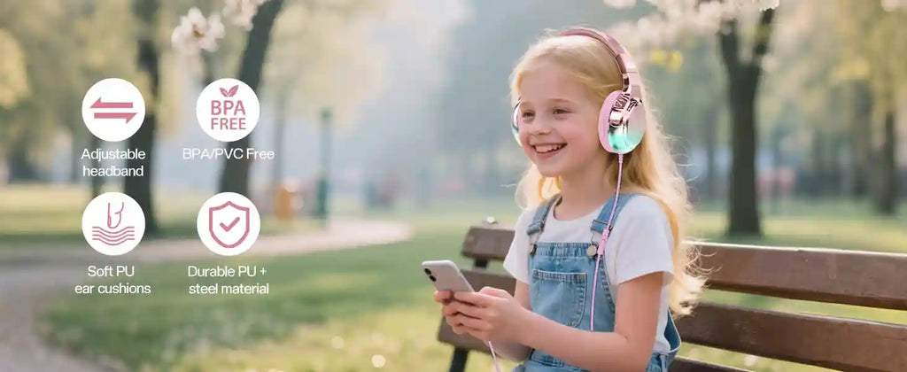 Wired Kids Headphones with Mic | Volume Limited Over-Ear Stereo Tidesmit