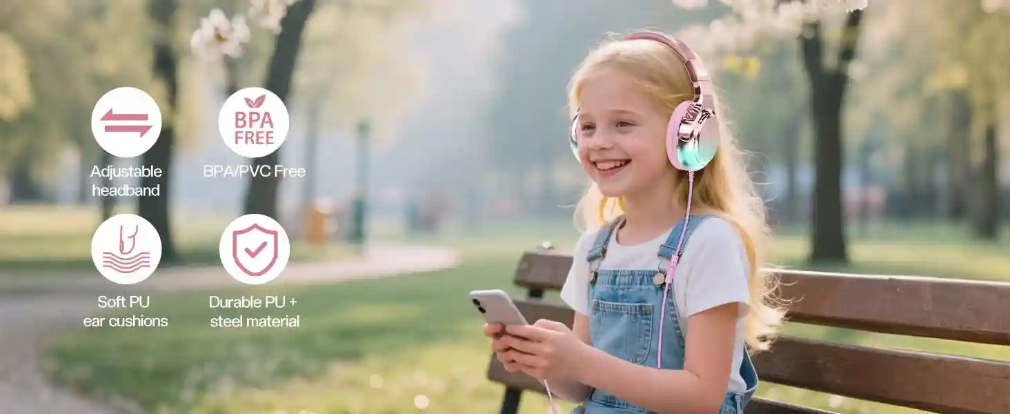 Wired Kids Headphones with Mic | Volume Limited Over-Ear Stereo Tidesmit