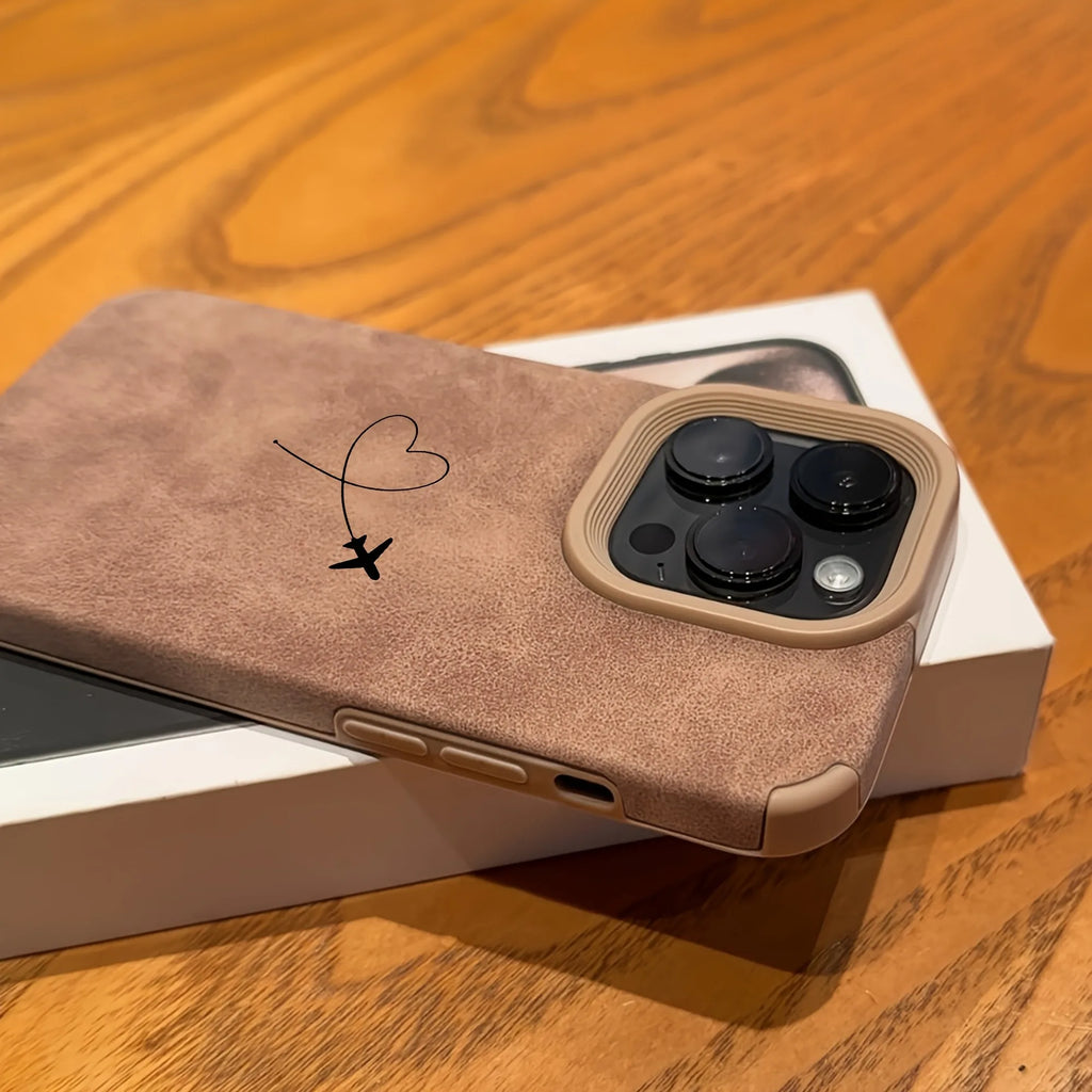 Airplane Heart iPhone Case: Durable Faux Leather Shock-Absorbing Cover Tidesmit