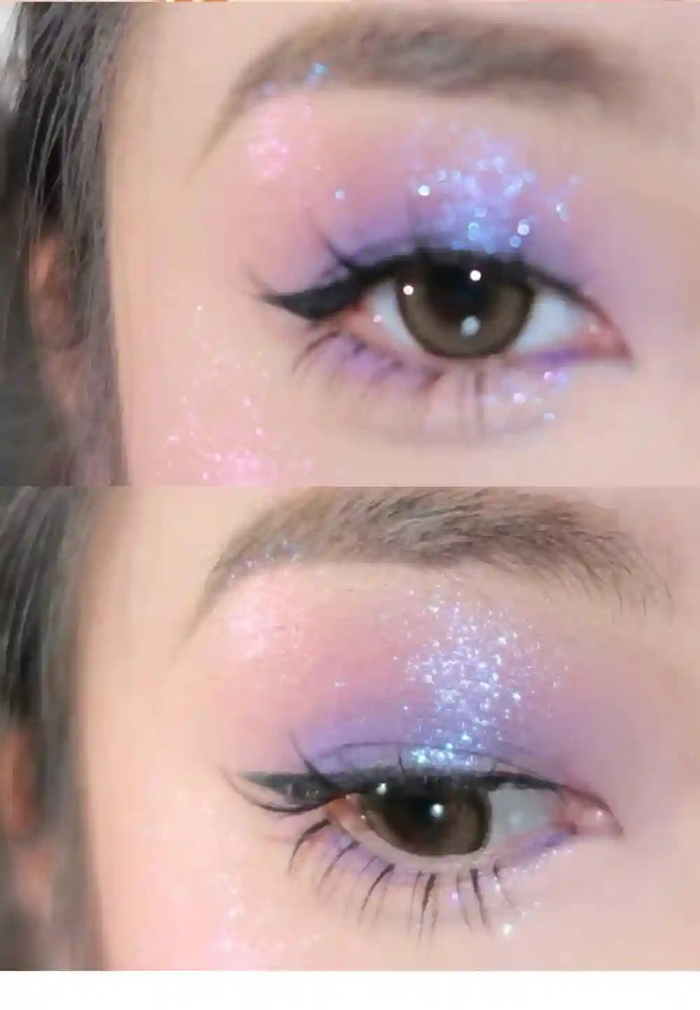Tidesmit monochrome glitter eyeshadow and shimmering highlighter powder texture close-up for waterproof face makeup