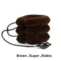 Inflatable Neck Traction Device | Adjustable Cervical Support Pillow Fascia Gun Brown 3 Layer 3tubes Tidesmit