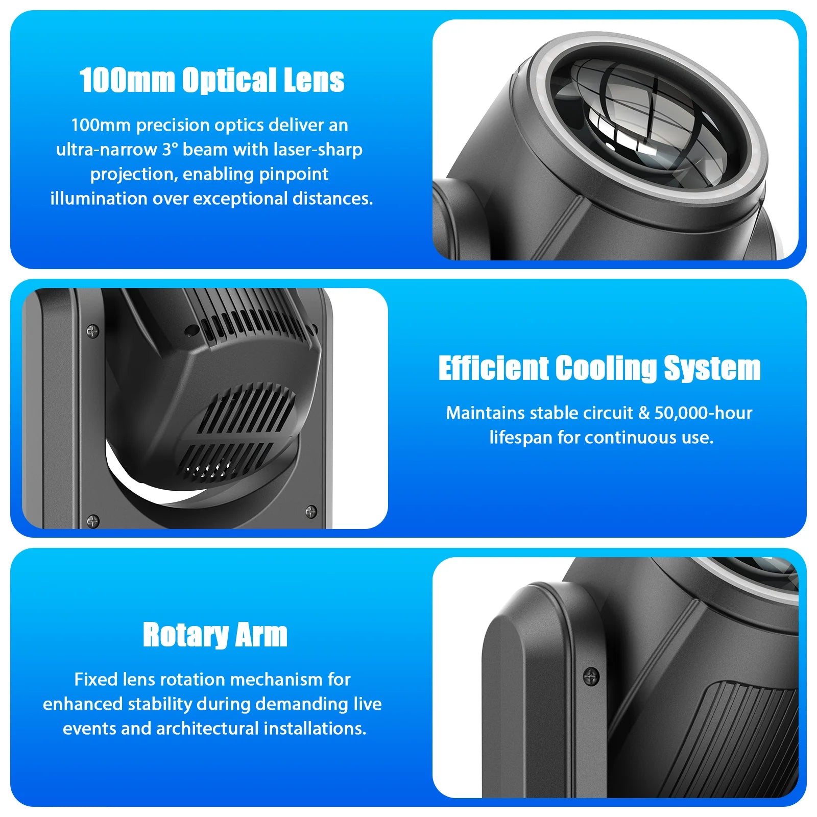 150W LED Moving Head Light RGB Beam Effect Lights DMX512 Stage Lighting Projector for Live Show Concert Bar Club Theater Wedding