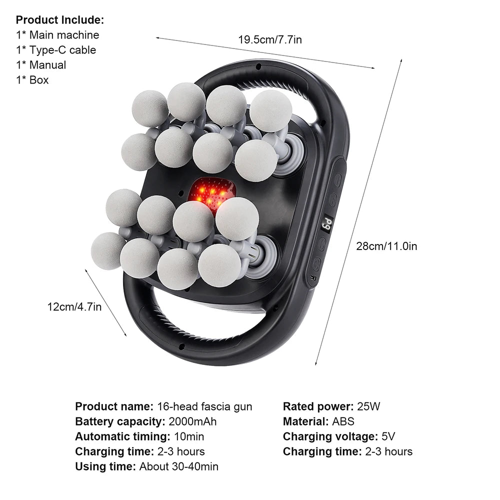 Deep Tissue Massage Gun - 16-Head Portable Electric Massager Body Shaping Massage Equipment Tidesmit