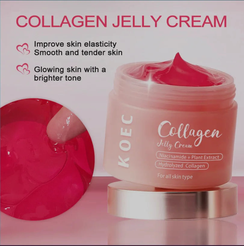 100ml KOEC Skincare Collagen Jelly Cream Hydrating Firming Smoothing Gel Hydrolyzed Collagen Niacinamide Squalane Plants Extract