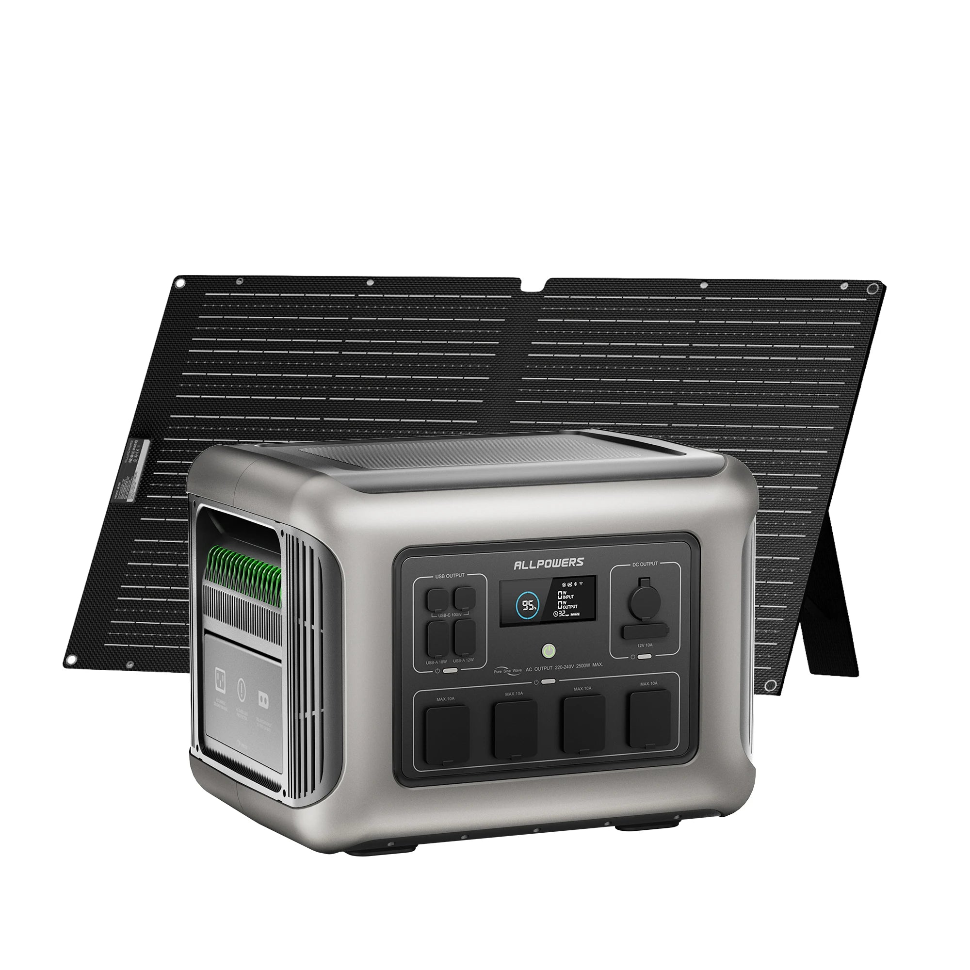 ALLPOWERS R2500 Portable Power Station 2500W (4000W Peak) 2016Wh LiFePO4 Solar Generator with Solar Panel 4 AC Outlets for Home