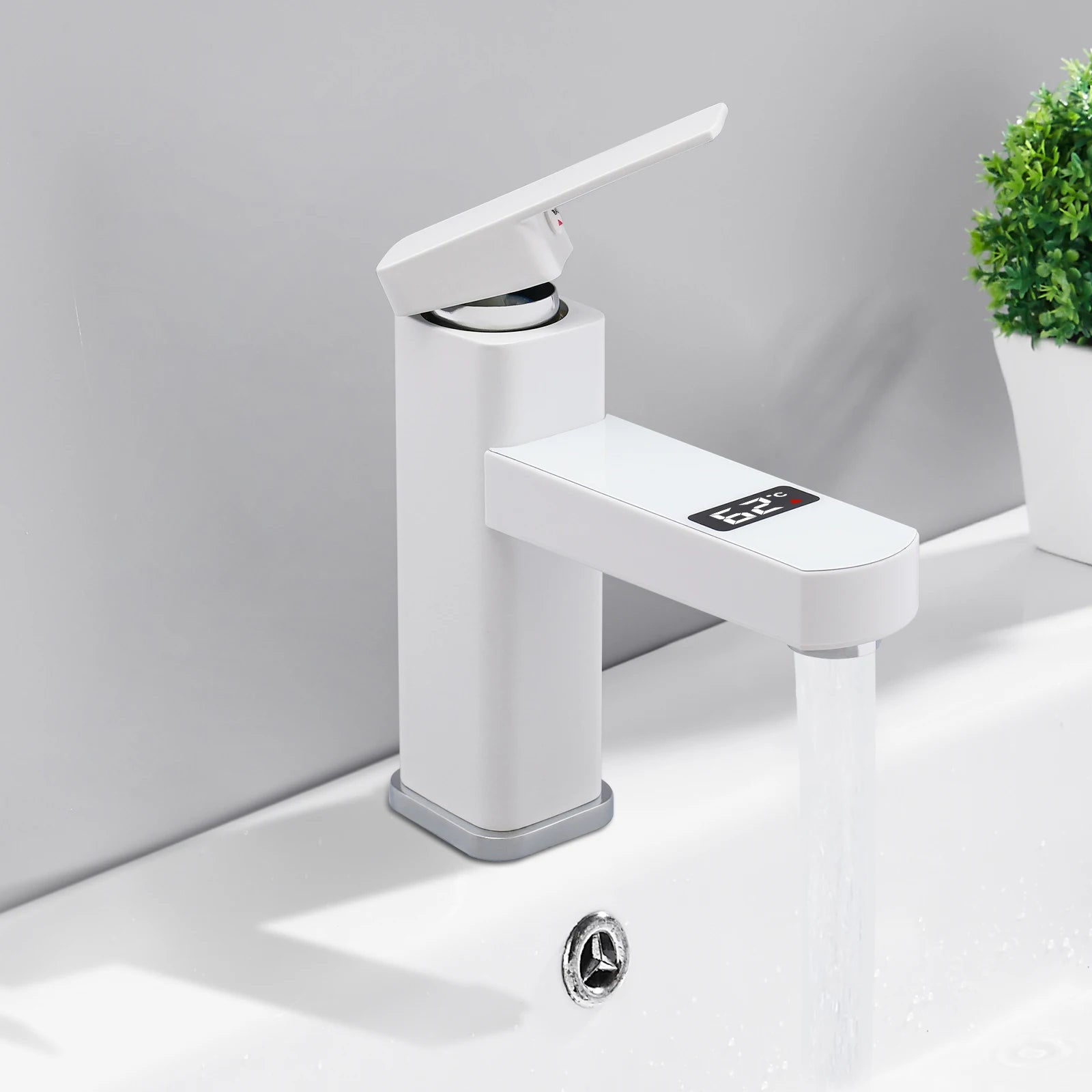 Modern Digital LED Waterfall Faucet with Hot and Cold Control Stainless Steel Kitchen Sink Mixer Tap with Aerator Deck Mounted