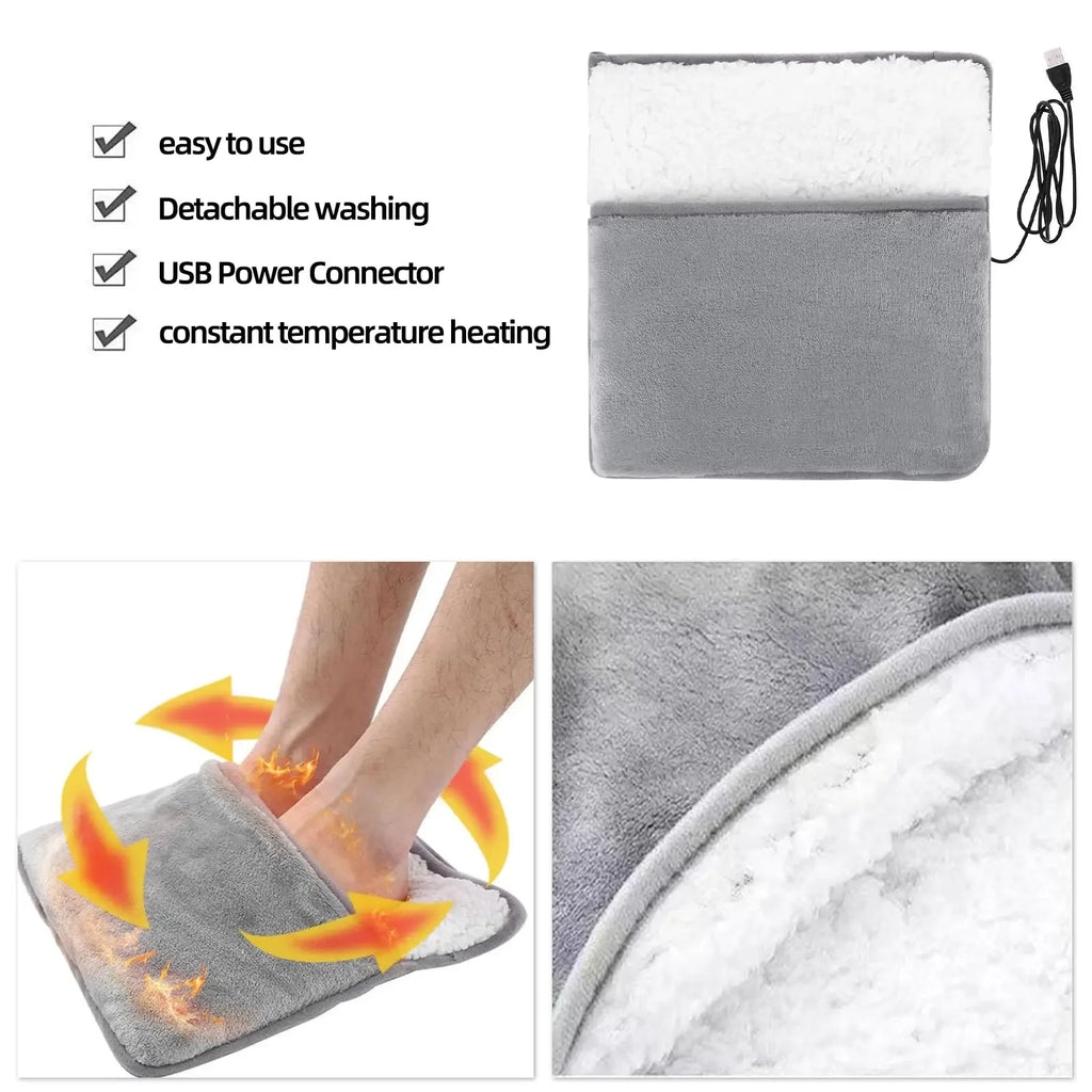 Electric Foot Warmer with Massage - Portable Heated Muscle Relief Pad Massage Cushion Tidesmit