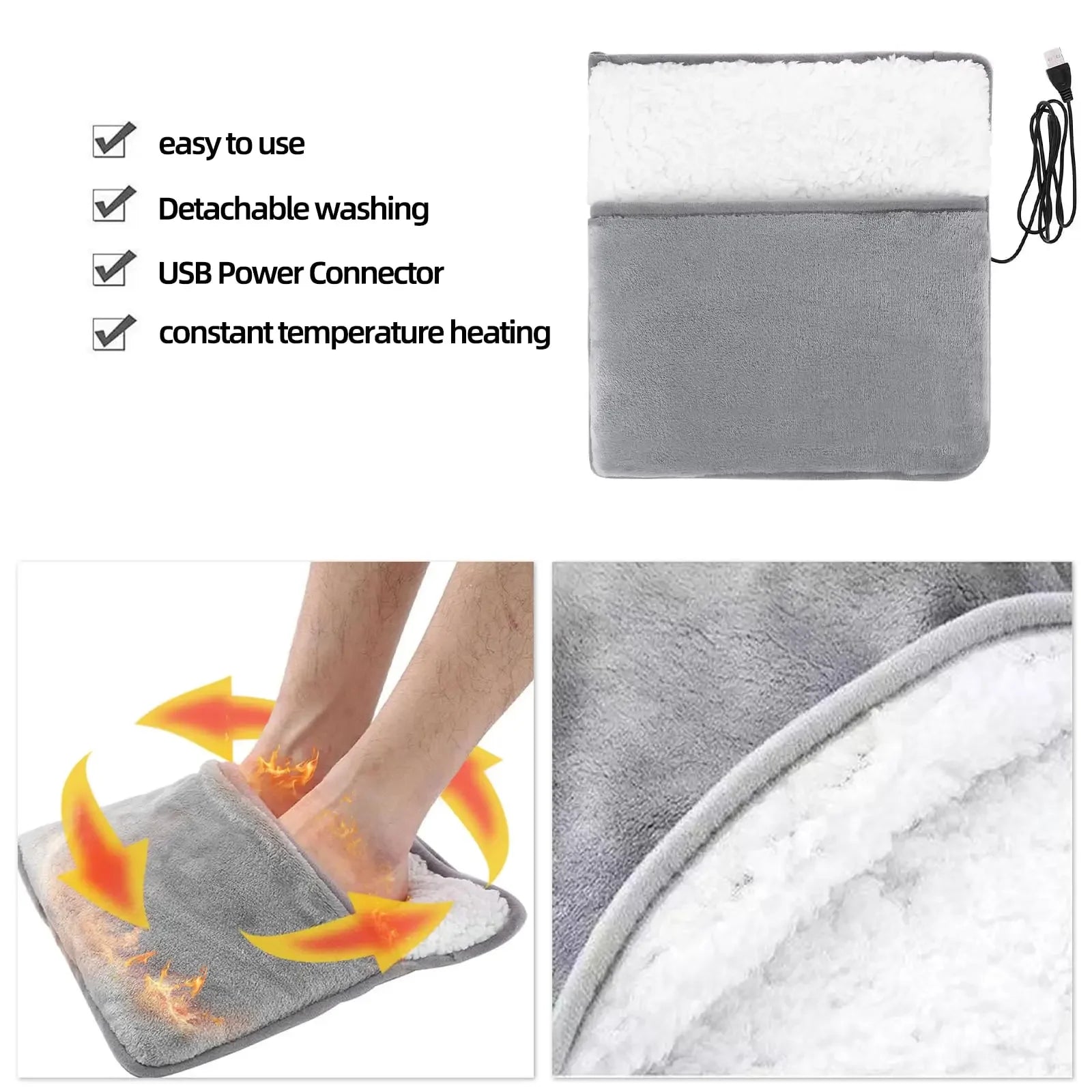 Electric Foot Warmer with Massage - Portable Heated Muscle Relief Pad Massage Cushion Tidesmit