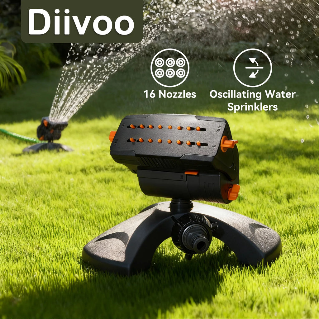Diivoo Mini Turbo Oscillating Water Sprinklers for Yard, Garden Sprinkler with Large Base, Adjustable Width, Range and Flow Rate