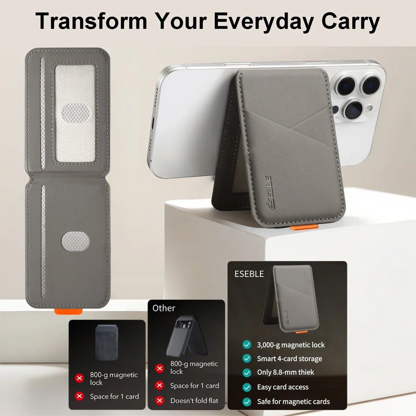 Magnetic Card Holder for iPhone: Slim RFID MagSafe Wallet & Card Case Tidesmit