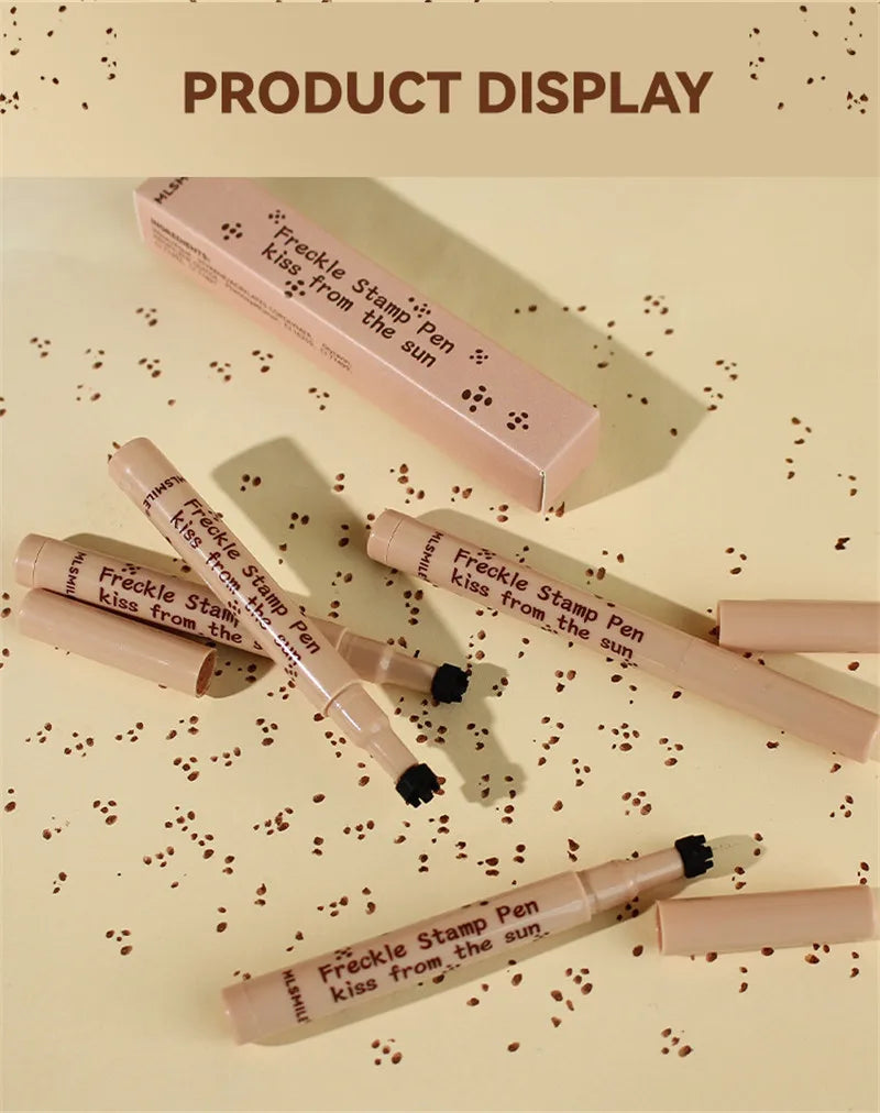 Tidesmit waterproof fake freckles stamp pen showing natural dot spot texture for all skin tones face makeup detail