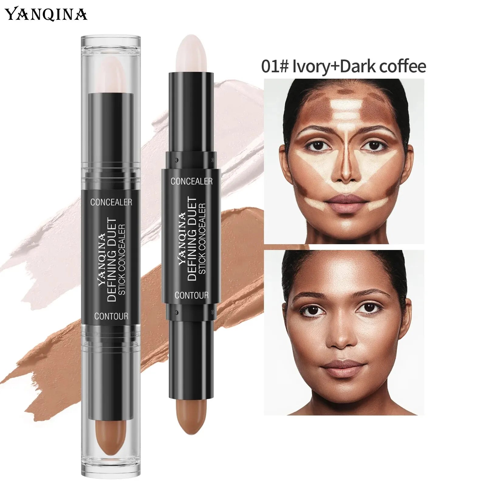 Tidesmit Contour Stick Duo waterproof highlight and shadow cream shade swatch for natural finish face makeup