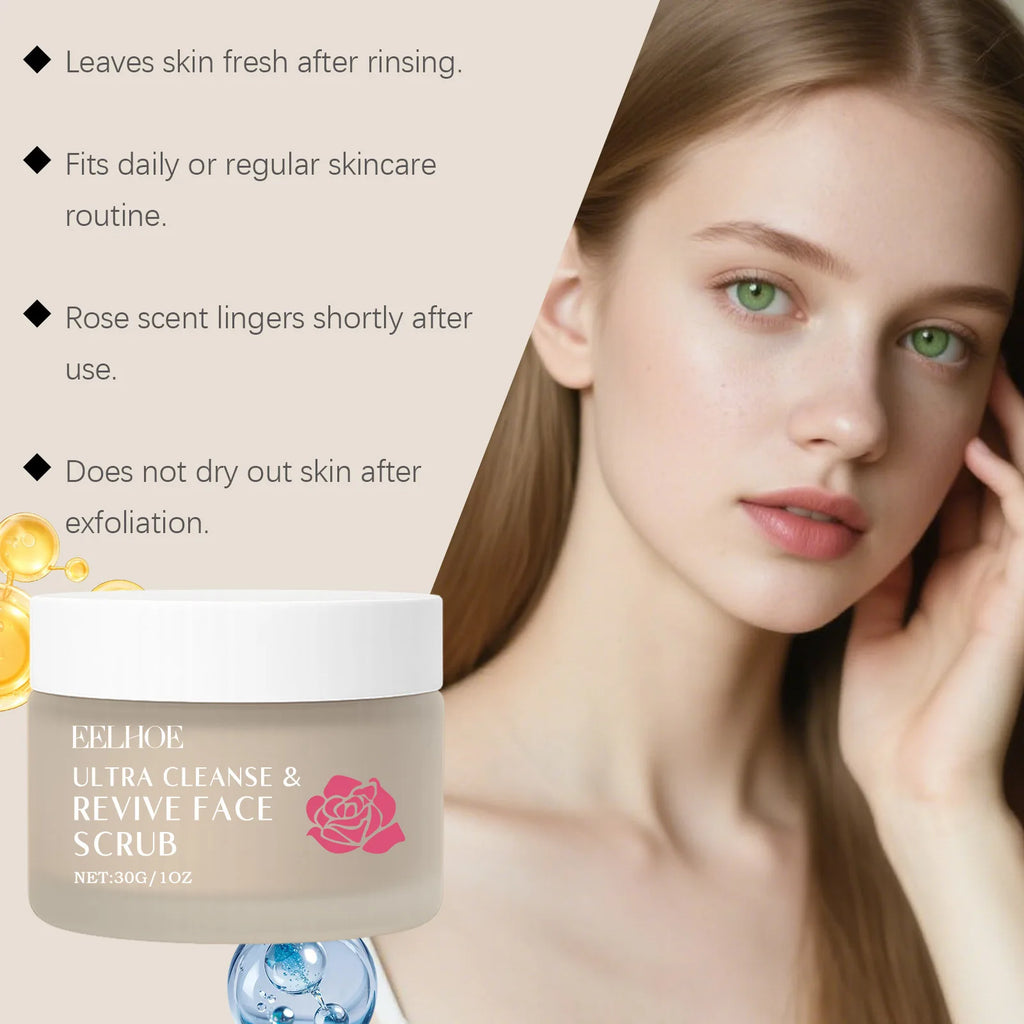 Rose Facial Exfoliating Scrub 30g – Natural Pore Minimizing Skin Polish Scrubs Treatments Tidesmit