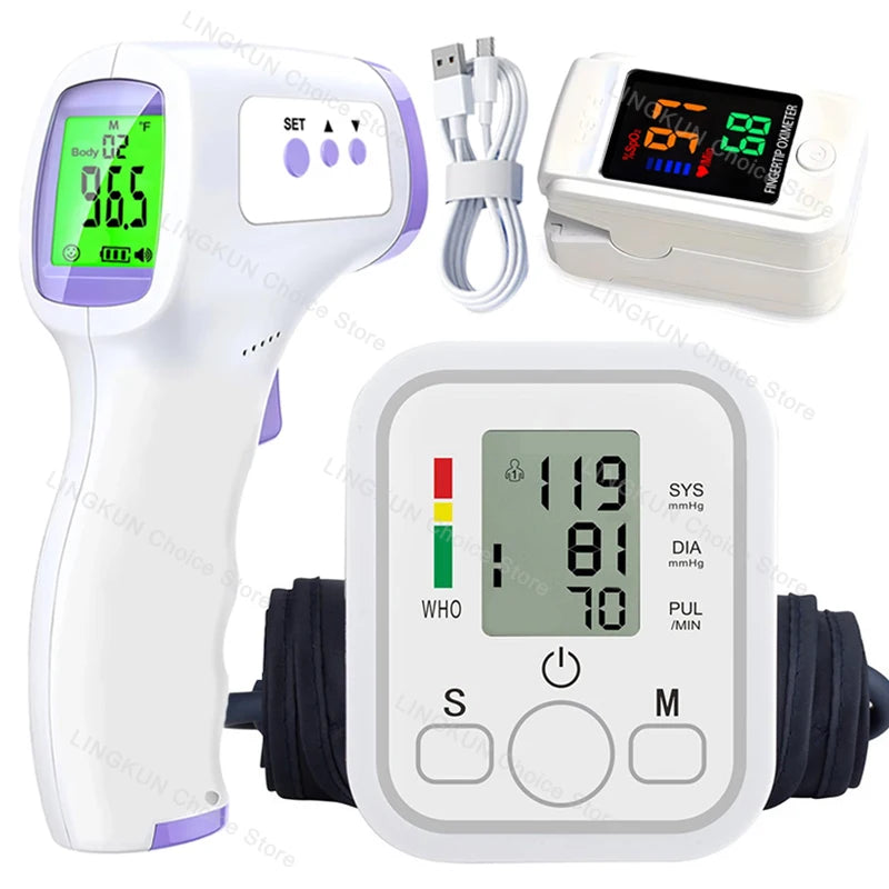 Digital Arm Blood Pressure Meter Cuff Medical Automatic Pressure Tonometer Tensiometer Heart Rate Pulse Meter BP Monitor Healthy