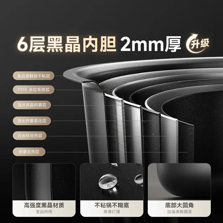 Multi-layer nonstick rice cooker inner pot with PTFE-style coating