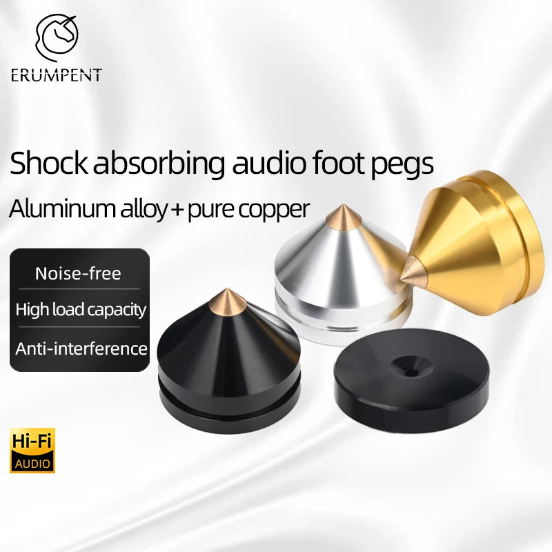 ERUMPENT 4PCS  HiFi Speaker HiFi Audio Speaker Stand Spikes Hi-end Amplifier Feet Pad Shock-absorbing Pins Pads for Sound CD